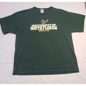 vintage University of South Florida Bulls Starter CottonT-shirt in green size XL